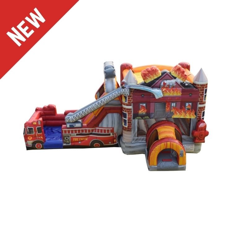 Fire Rescue Bounce House with Slide (Wet or Dry) Fire Truck bounce house with slide