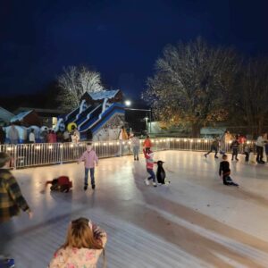 synthetic ice rink at tree ceremony